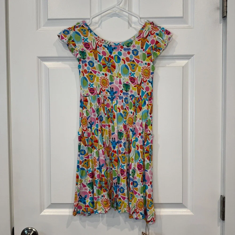 Muse Bamboo Threads Kids Animal‎ Print Bamboo Twirl Dress with Pockets Size 8/9